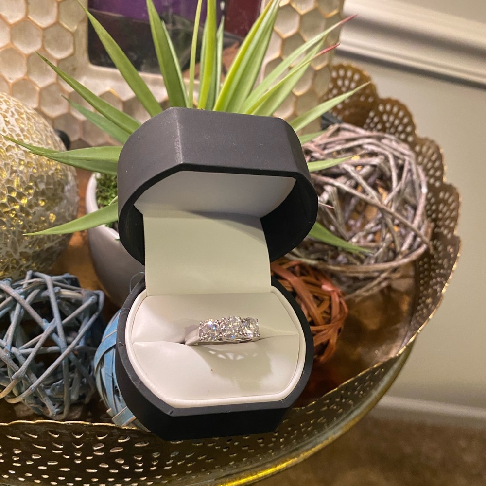 Wedding or Anniversary 2 1/4 Carat 3-stone Lab Grown Ring by Everstar, Size 7